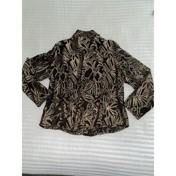 Chicos Gold Lame Silk Jacket Blouse Size 2 - Picture 5 of 6